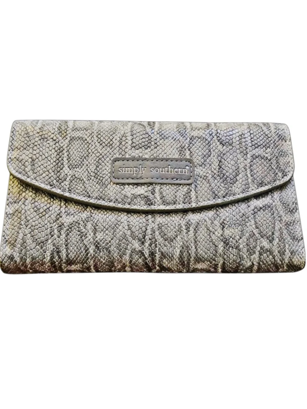 Simply Southern Gray Snake Skin Faux Leather Wallet NWT